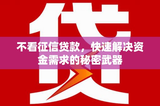 金城江不看征信贷款，快速解决资金需求的秘密武器