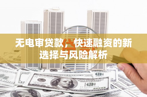 金城江无电审贷款，快速融资的新选择与风险解析