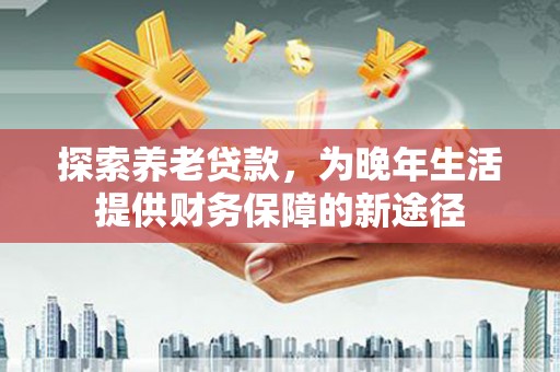 金城江探索养老贷款，为晚年生活提供财务保障的新途径