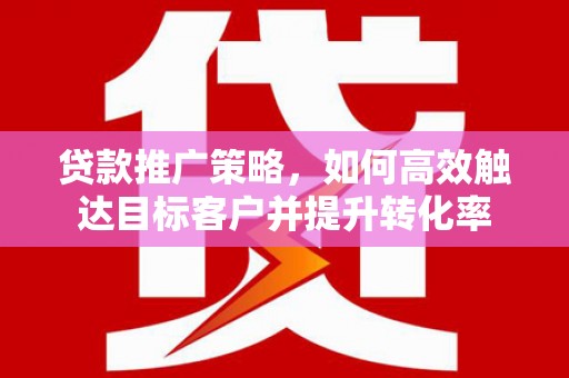 金城江贷款推广策略，如何高效触达目标客户并提升转化率