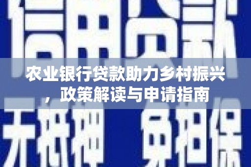 金城江农业银行贷款助力乡村振兴，政策解读与申请指南