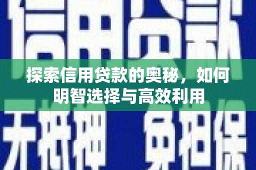 金城江探索信用贷款的奥秘，如何明智选择与高效利用