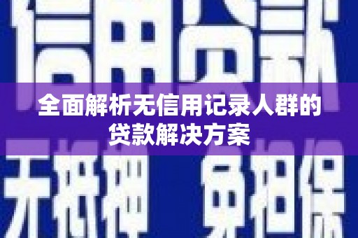 金城江全面解析无信用记录人群的贷款解决方案